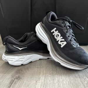 Hoka Women’s Bondi Black and White Athletic Shoes